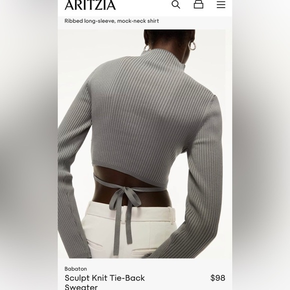 ❤️COPY - Aritzia Babaton Sculpt Knit Tie-Back Longsleeve - Picture 3 of 4